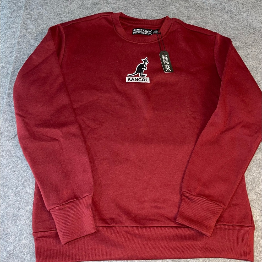 Kangol Red Crewneck Sweater with Ribbed Cuffs - Picture 1 of 8
